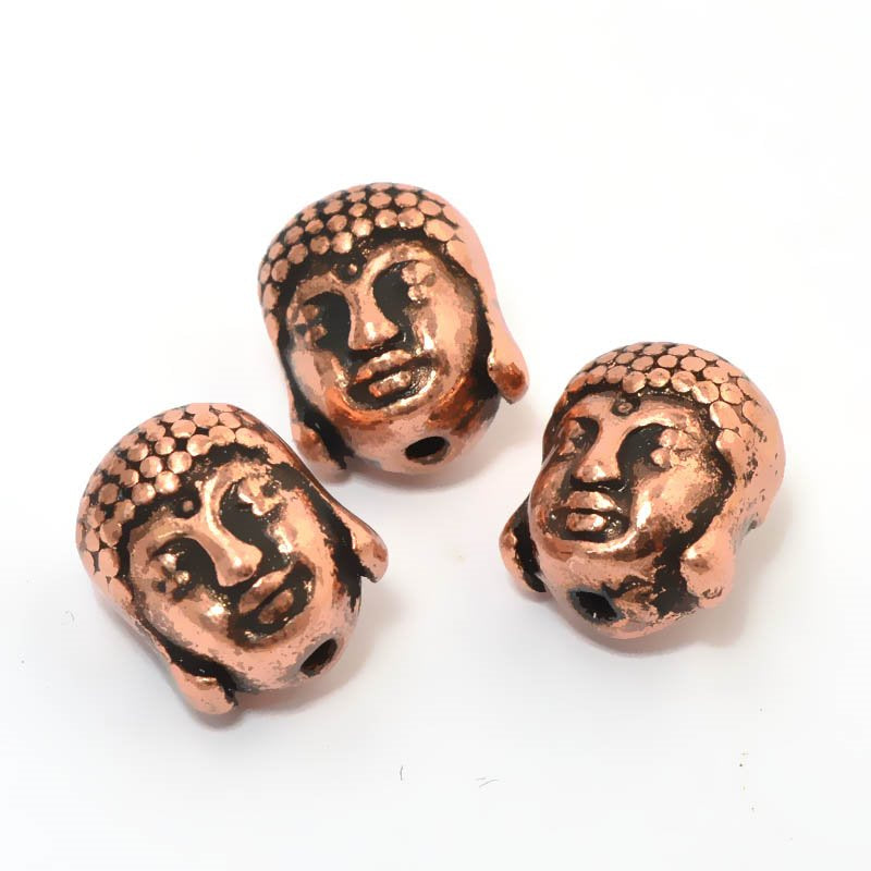 Metal Beads -  Buddha Head - Antiqued Copper