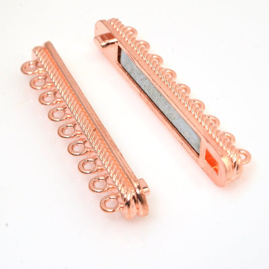 Magnetic Clasp - 9-Strand Rope Bar - Bright Copper