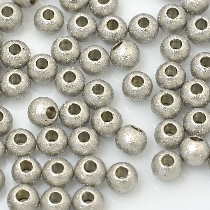 Metal Beads - 4mm Stardust Round - Stainless Steel (10)