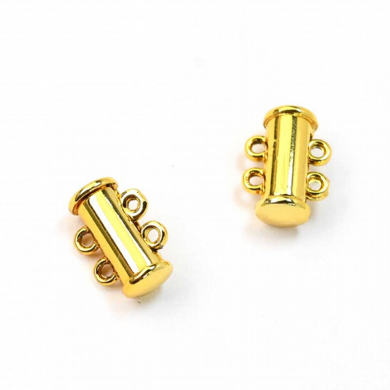 Magnetic Clasp Slide Tube - 2-Strand - Bright Gold Plated