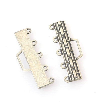 Connector - 8x33mm Basketweave Bracelet End - Antiqued Silver (Pair)