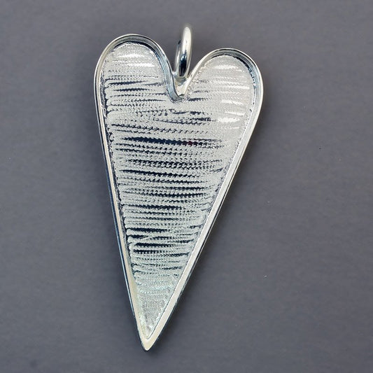 Findings - Skinny - Heart Bezel / Pan Pendant - Bright Silver
