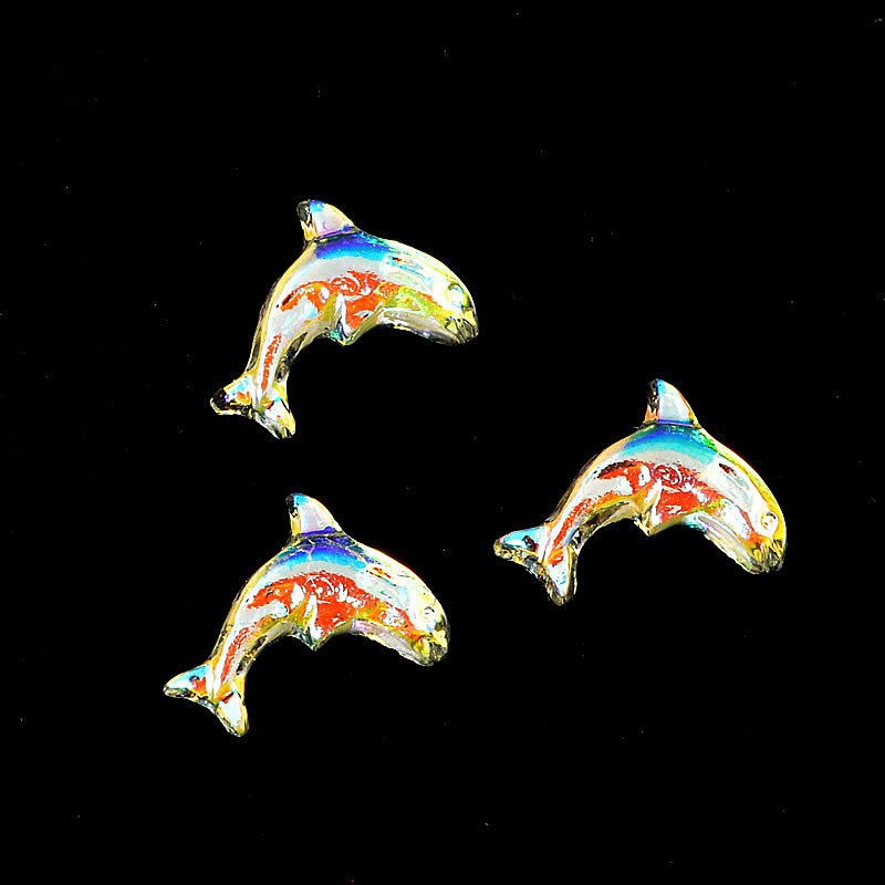 Glass Cabochon - 7x10mm Dolphin - Crystal AB (5)