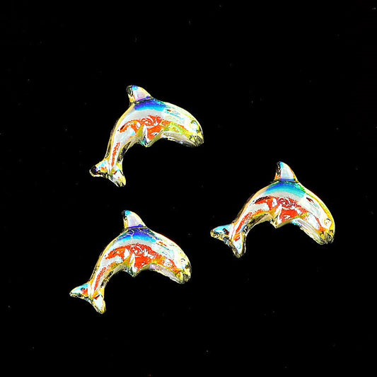 Glass Cabochon - 7x10mm Dolphin - Crystal AB (5)