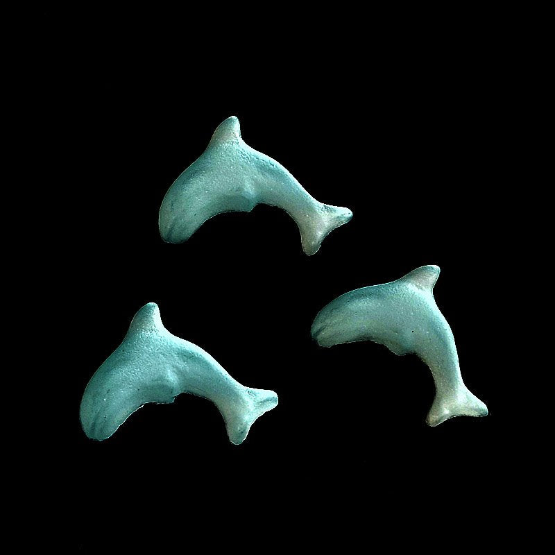 Glass Cabochon - 7x10mm Dolphin - Matte Light Aqua (5)