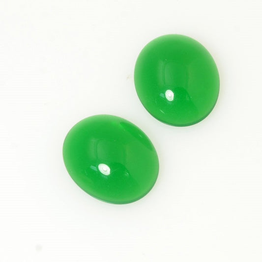 Glass Cabochon - 10x12mm Oval - Chrysoprase (5)