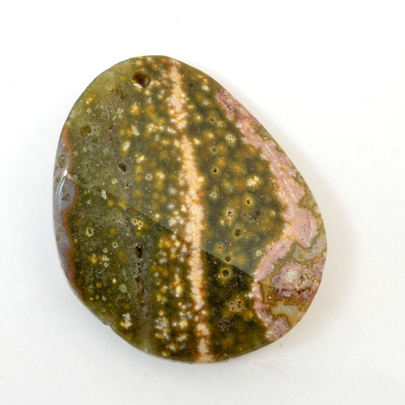 Stone Pendant - OOAK -  Faceted Oval - Ocean Jasper