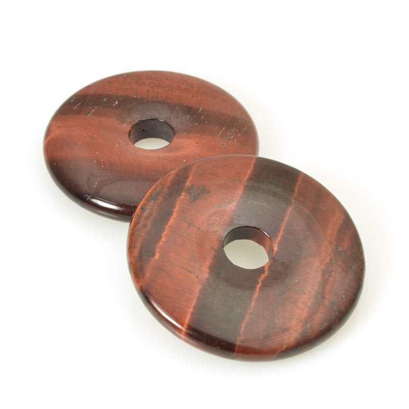 Stone - 40mm Donut Pendant - Red Tiger Eye