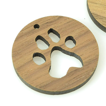Pendant -  Pawprint - Walnut Wood