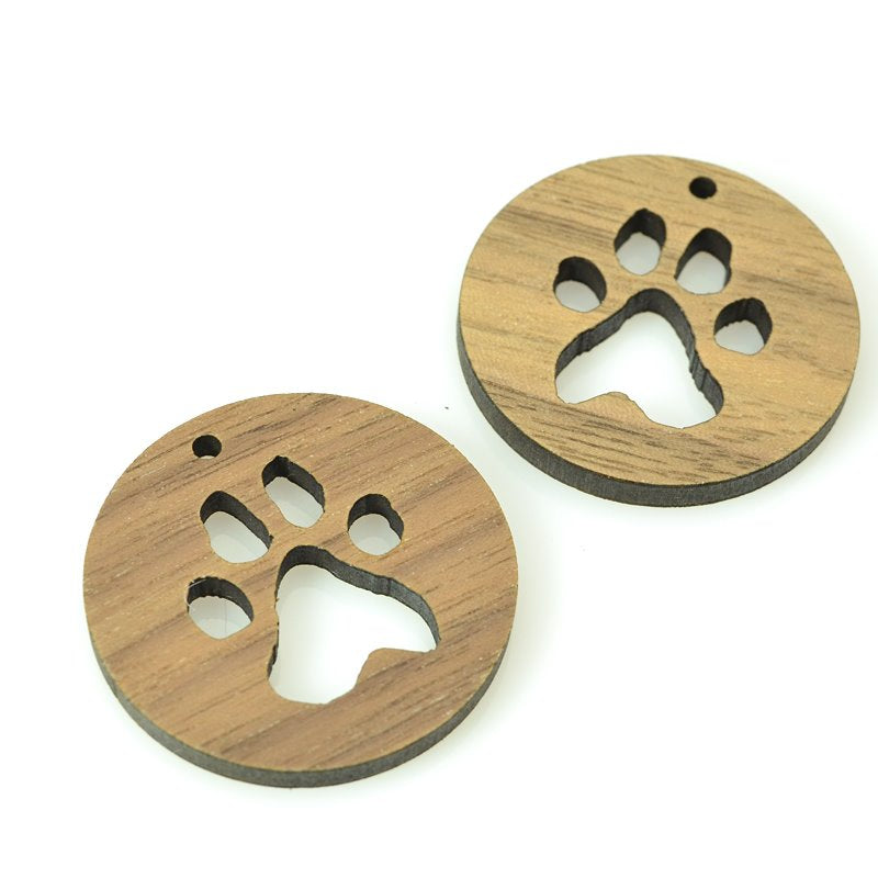 Pendant -  Pawprint - Walnut Wood