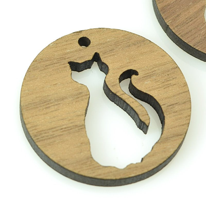 Pendant -  Cat - Walnut Wood