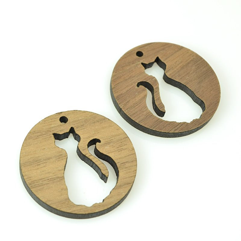 Pendant -  Cat - Walnut Wood