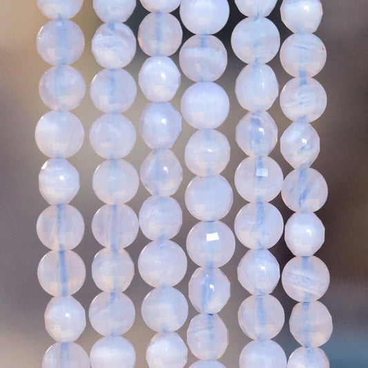 BlueLaceAgate  4mmDiamndCutCoin 15.5in