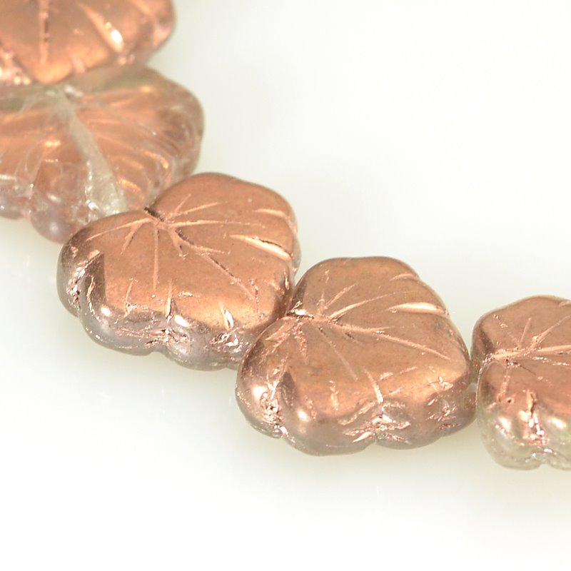 Glass Bead Vine Leaf - 13x11mm - Crystal Capri (15)