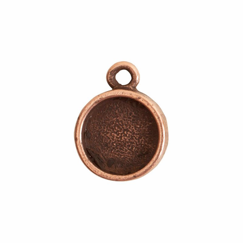 Charm - 14mm - Itsy Circle Bezel - Antiqued Copper