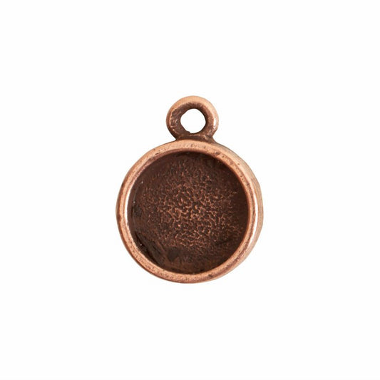 Charm - 14mm - Itsy Circle Bezel - Antiqued Copper