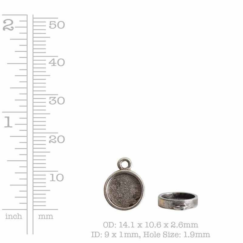 Charm - 14mm - Itsy Circle Bezel - Antiqued Copper