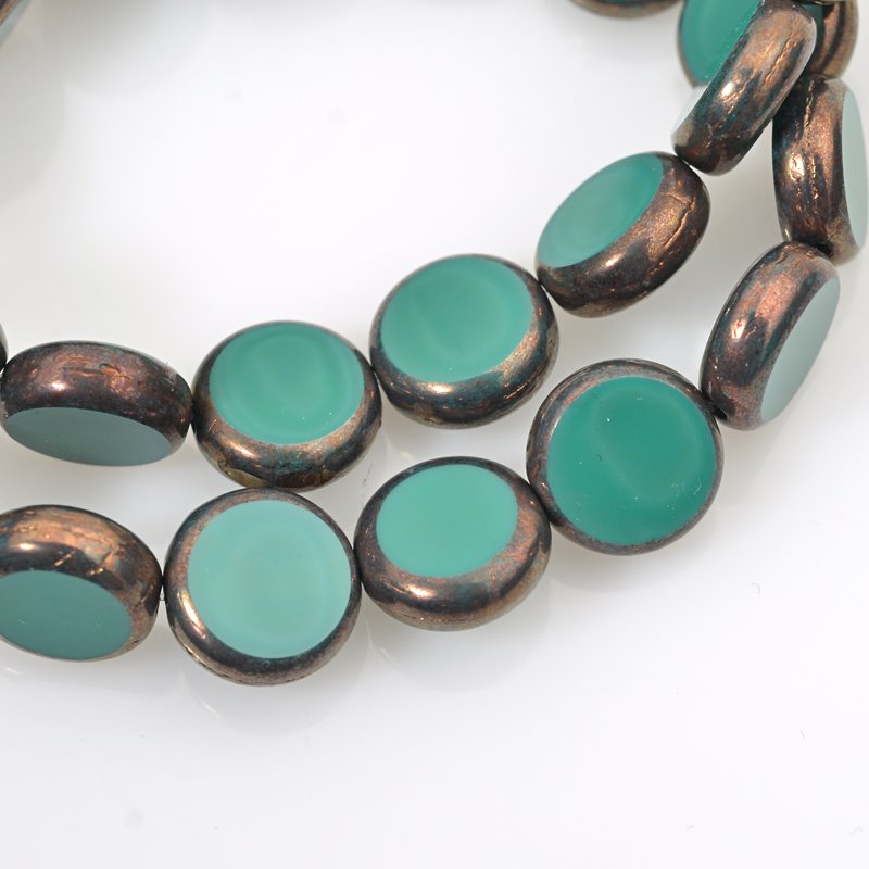 Flat Cut Tablet - 12mm Flat Round Coin - Temple Pool (Strand 15)