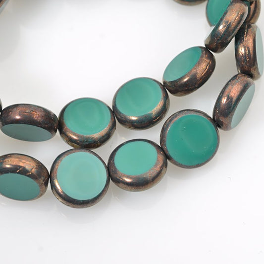 Flat Cut Tablet - 12mm Flat Round Coin - Temple Pool (Strand 15)