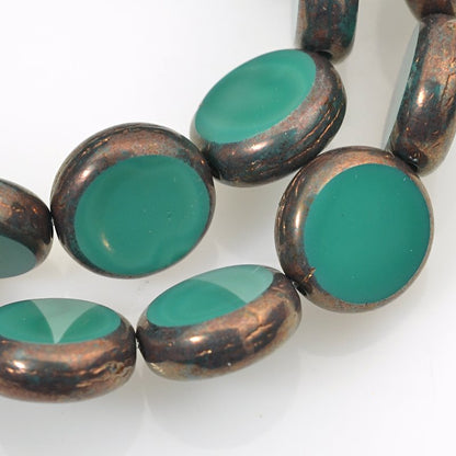 Flat Cut Tablet - 12mm Flat Round Coin - Temple Pool (Strand 15)