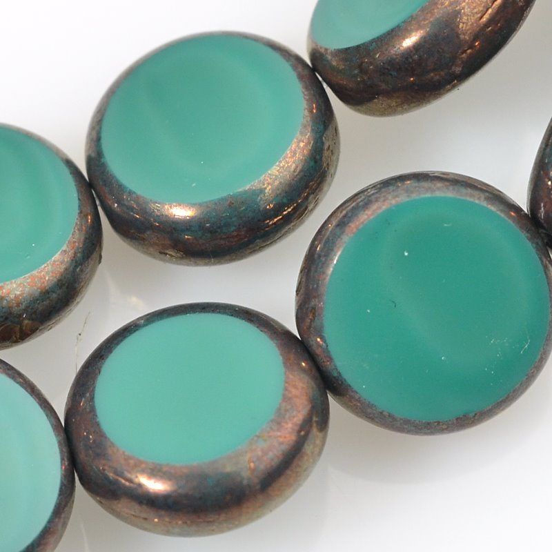 Flat Cut Tablet - 12mm Flat Round Coin - Temple Pool (Strand 15)