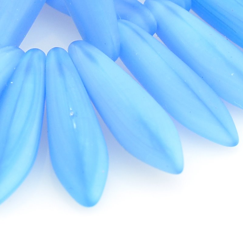 Fringe Beads Dagger Beads - 16mm - Matte Blue Denim Silk (25)