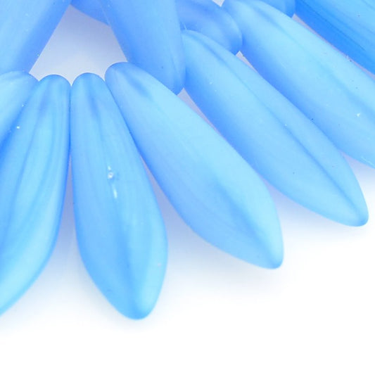 Fringe Beads Dagger Beads - 16mm - Matte Blue Denim Silk (25)