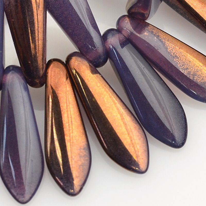 Fringe Beads Dagger Beads - 16mm - Plum Opalino Bronze (25)