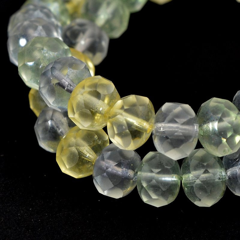 Fire Polish - 9x6mm - Faceted Donut Rondelle - Summer Thunder (25)