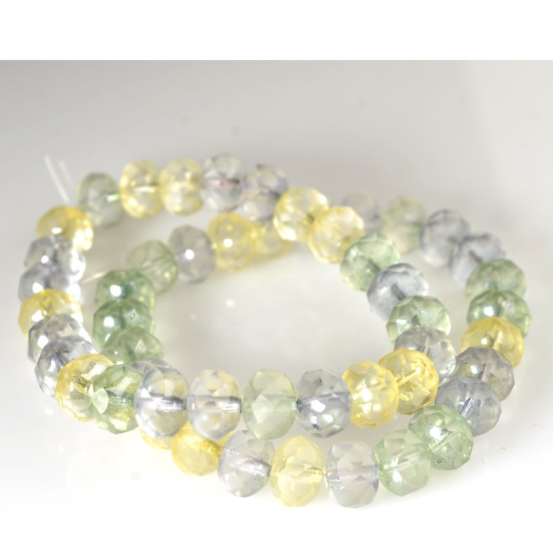 Fire Polish - 9x6mm - Faceted Donut Rondelle - Summer Thunder (25)