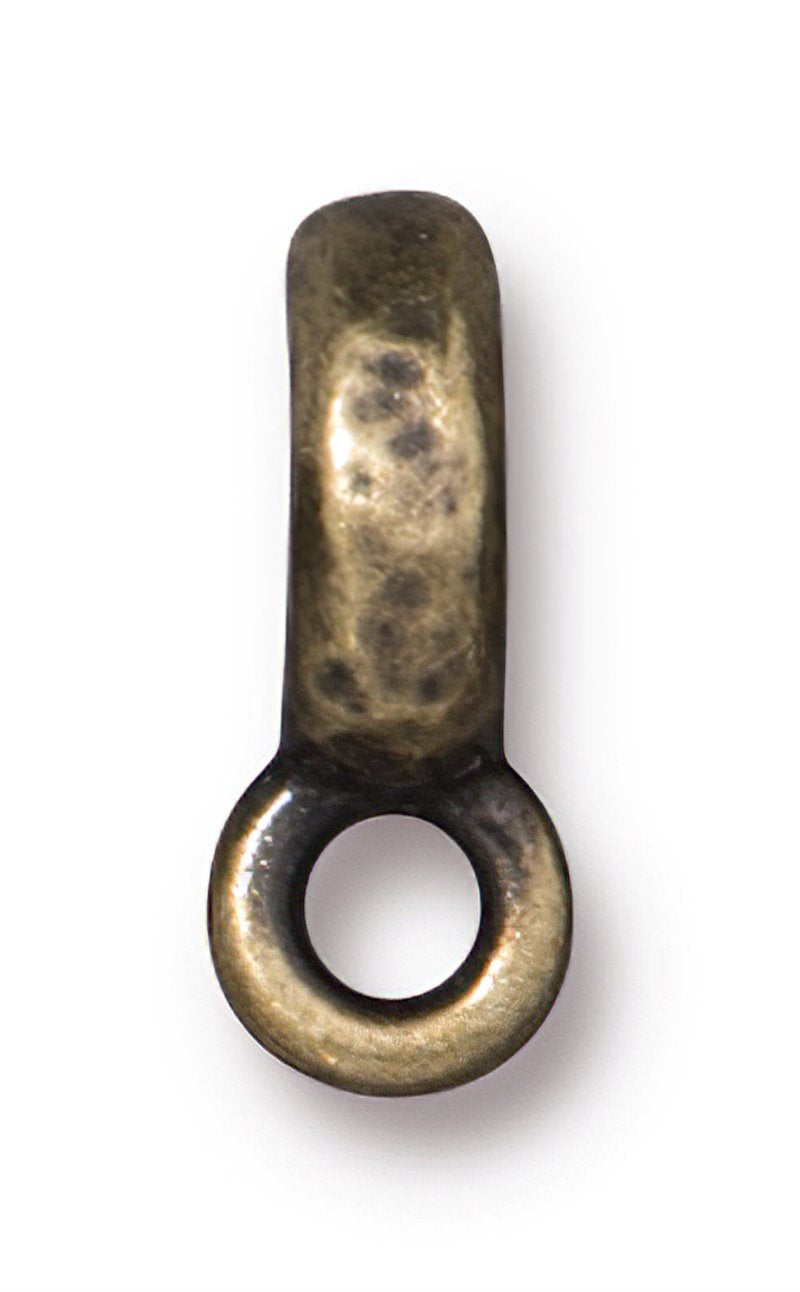 Metal Bead / Bail -  Hammered Spacer Bail - Brass Oxide