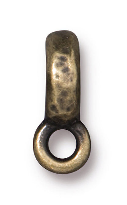 Metal Bead / Bail -  Hammered Spacer Bail - Brass Oxide