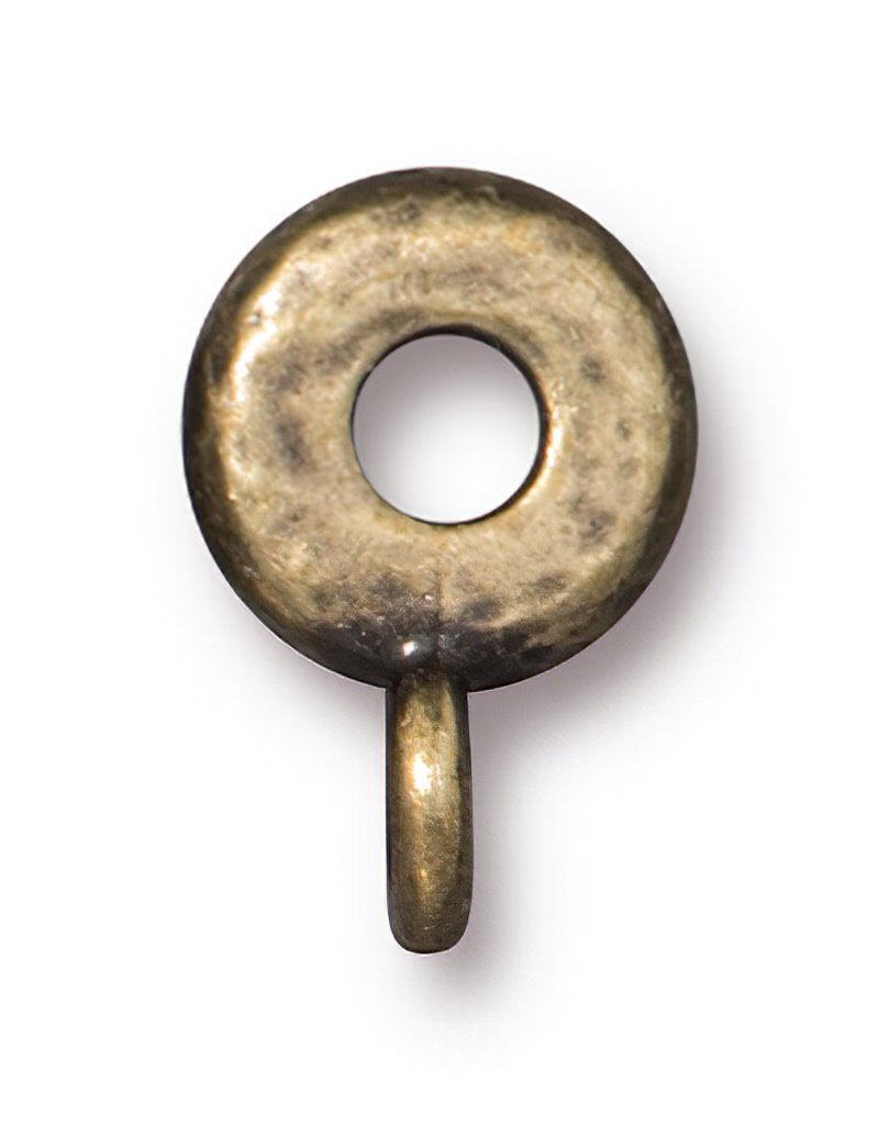Metal Bead / Bail -  Hammered Spacer Bail - Brass Oxide