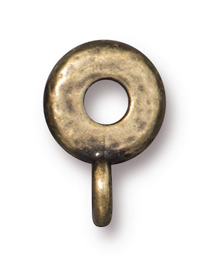 Metal Bead / Bail -  Hammered Spacer Bail - Brass Oxide