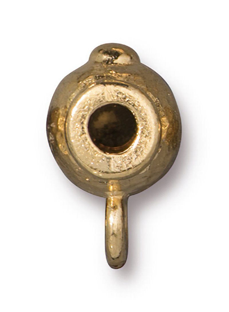 Metal Bead / Bail -  Hammered Guru Bead - Bright Gold