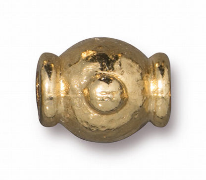 Metal Bead / Bail -  Hammered Guru Bead - Bright Gold