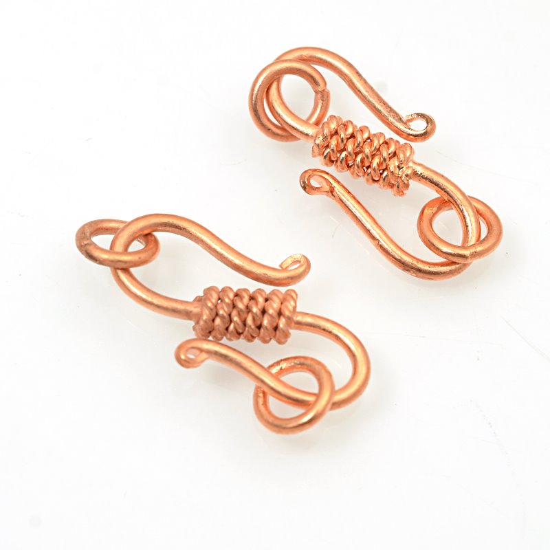 Clasp S-Hook with Rings - Rope Coil - 25mm - Bright Copper