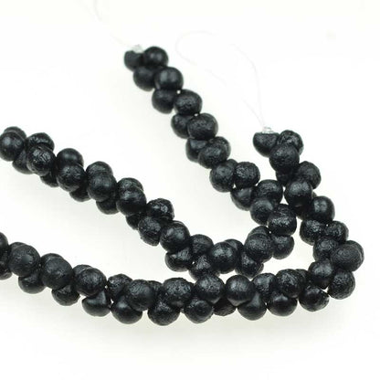 Glass Beads - 4mm Mushroom Button Drops - Black Etch (50)