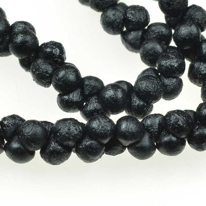 Glass Beads - 4mm Mushroom Button Drops - Black Etch (50)