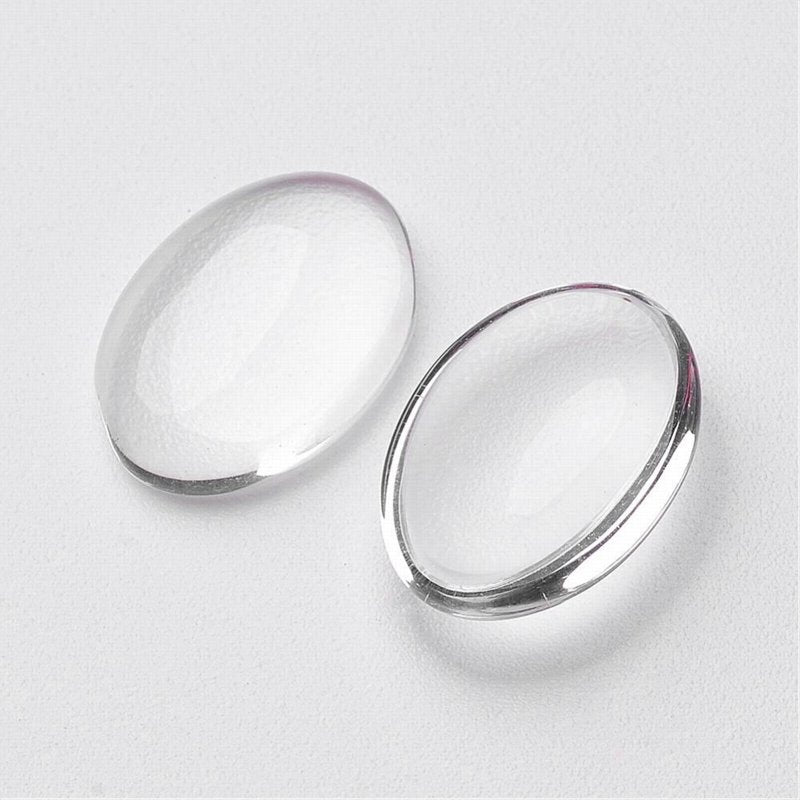 Glass Cabochon - 18x25mm Oval - Clear (10)