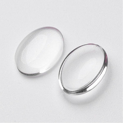 Glass Cabochon - 18x25mm Oval - Clear (10)