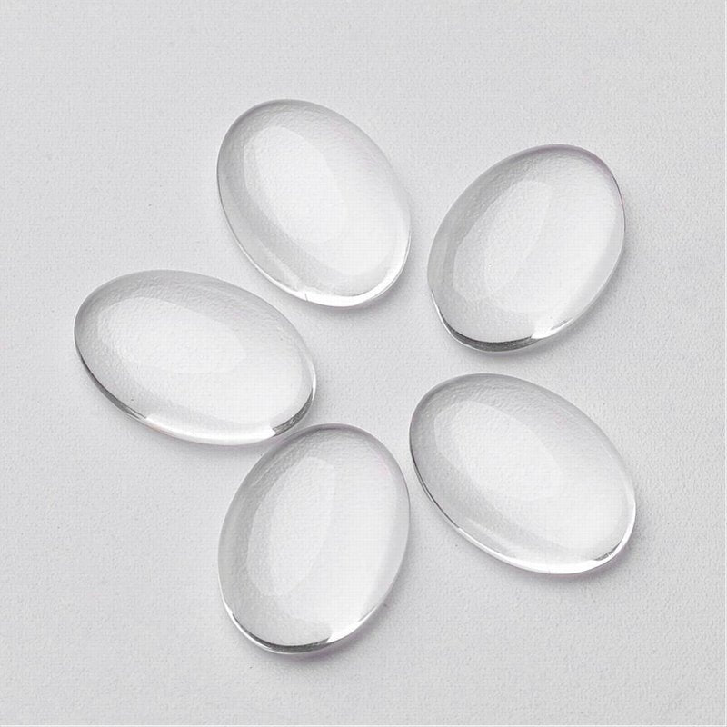 Glass Cabochon - 18x25mm Oval - Clear (10)