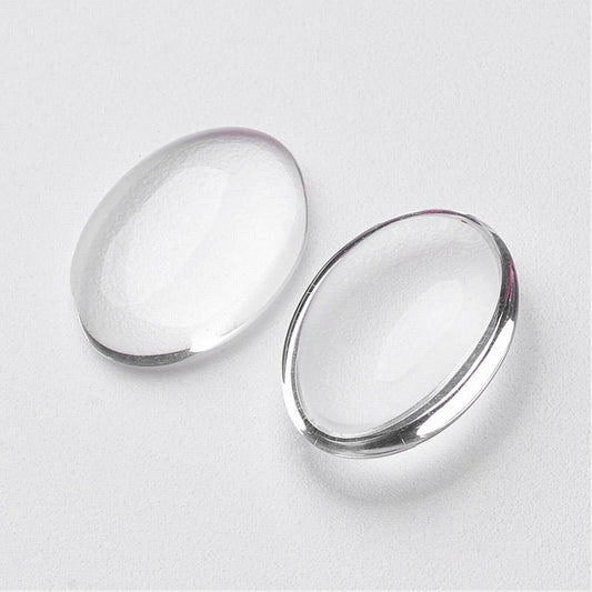 Glass Cabochon - 30x40mm Oval - Clear (2)