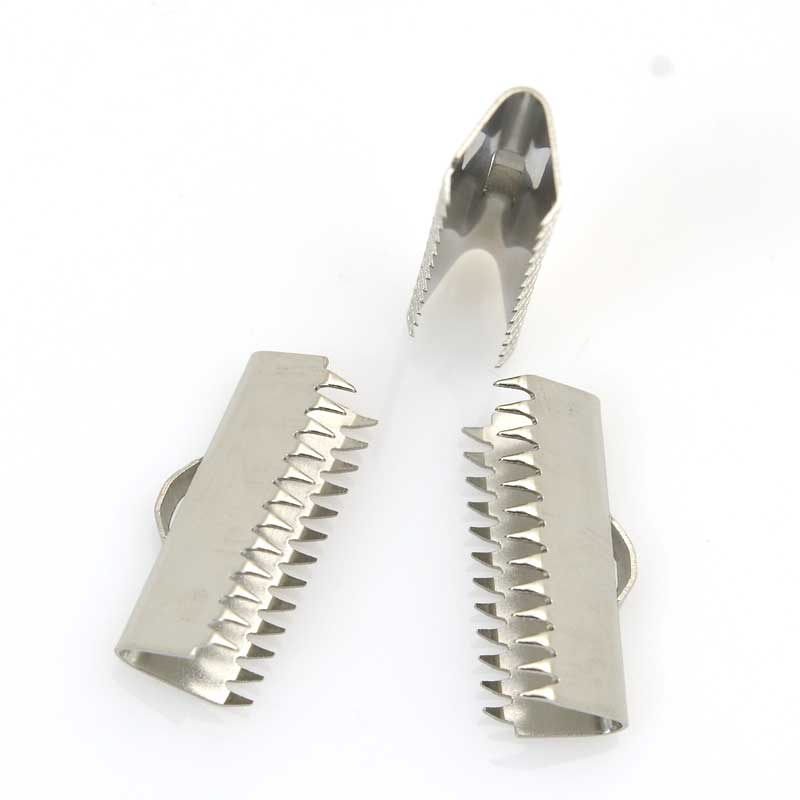 Ribbon End Clamp - 20mm Plain Style - Stainless Steel (Pack 6)