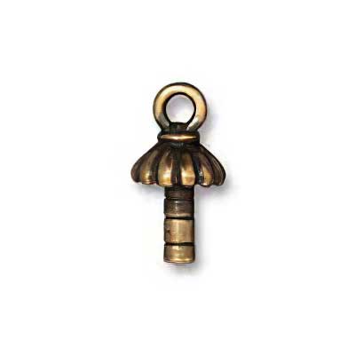 Glue-In End for Beaded Rope -  Joy Style Cap with Loop - Brass Oxide