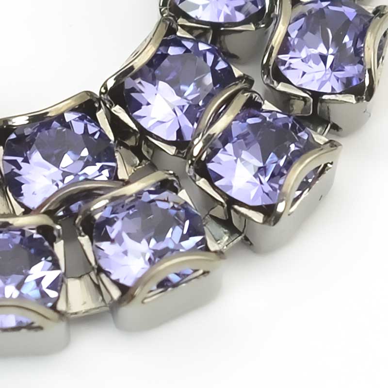 Rhinestone Chain - pp24 (3mm) Round Prong Cup Chain - Tanzanite - Antique Silver