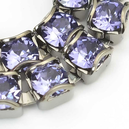 Rhinestone Chain - pp24 (3mm) Round Prong Cup Chain - Tanzanite - Antique Silver