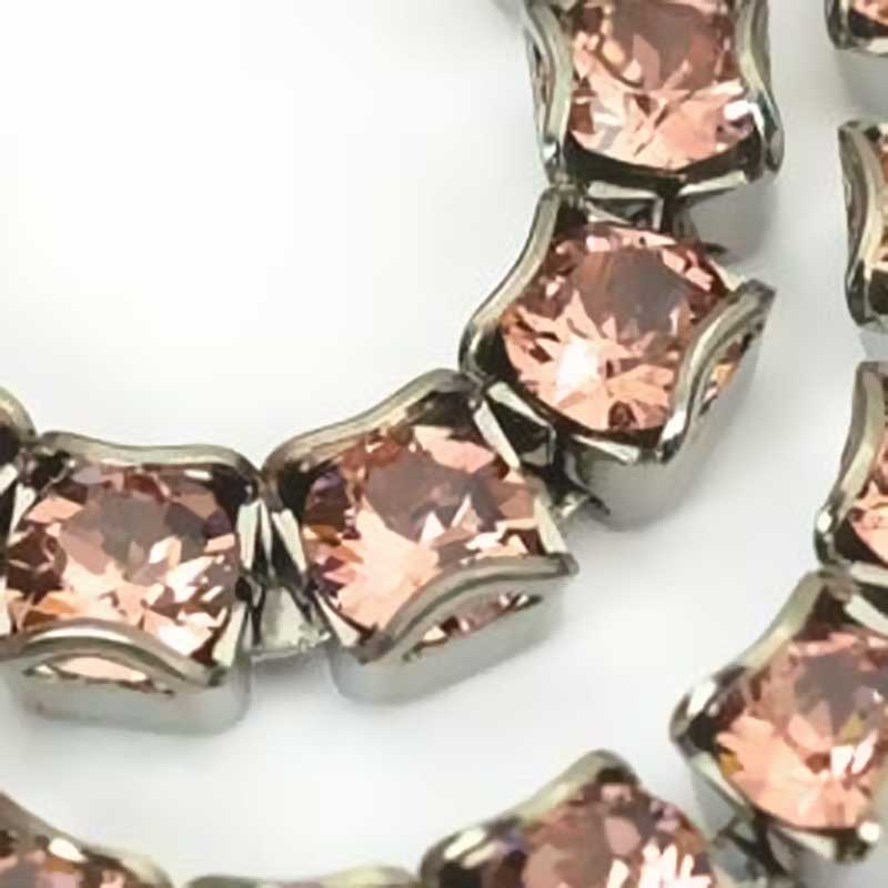 Rhinestone Chain - pp24 (3mm) Round Prong Cup Chain - Blush Rose - Antique Silve