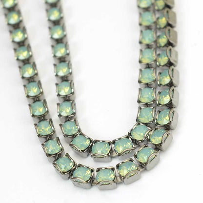 Rhinestone Chain - pp24 (3mm) Round Prong Cup Chain - Chrysolite Opal - Antique 