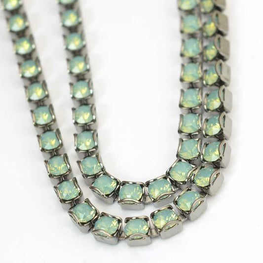 Rhinestone Chain - pp24 (3mm) Round Prong Cup Chain - Chrysolite Opal - Antique 